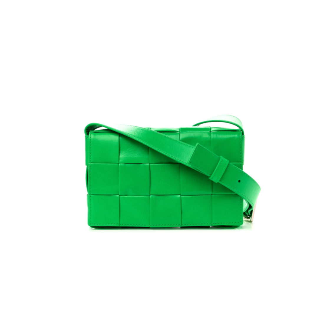 B0tt*ga Ven*ta PAPER CALFSKIN MAXI INTRECCIATO SMALL CASSETTE CROSSBODY BAG GRASS  (23*15*5.5cm) Master Quality