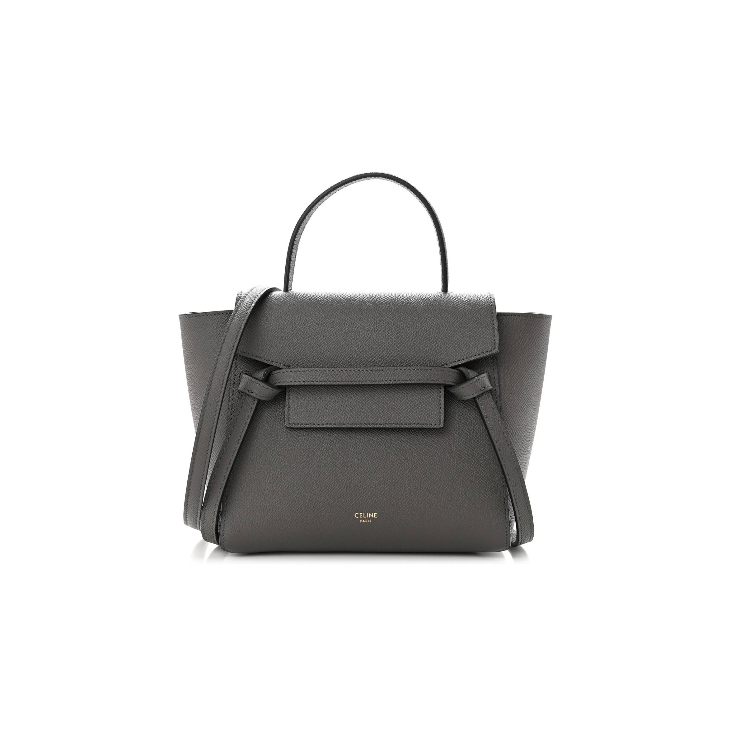 Ce1i*e GRAINED CALFSKIN NANO BELT BAG GREY (20*17*11cm) Master Quality