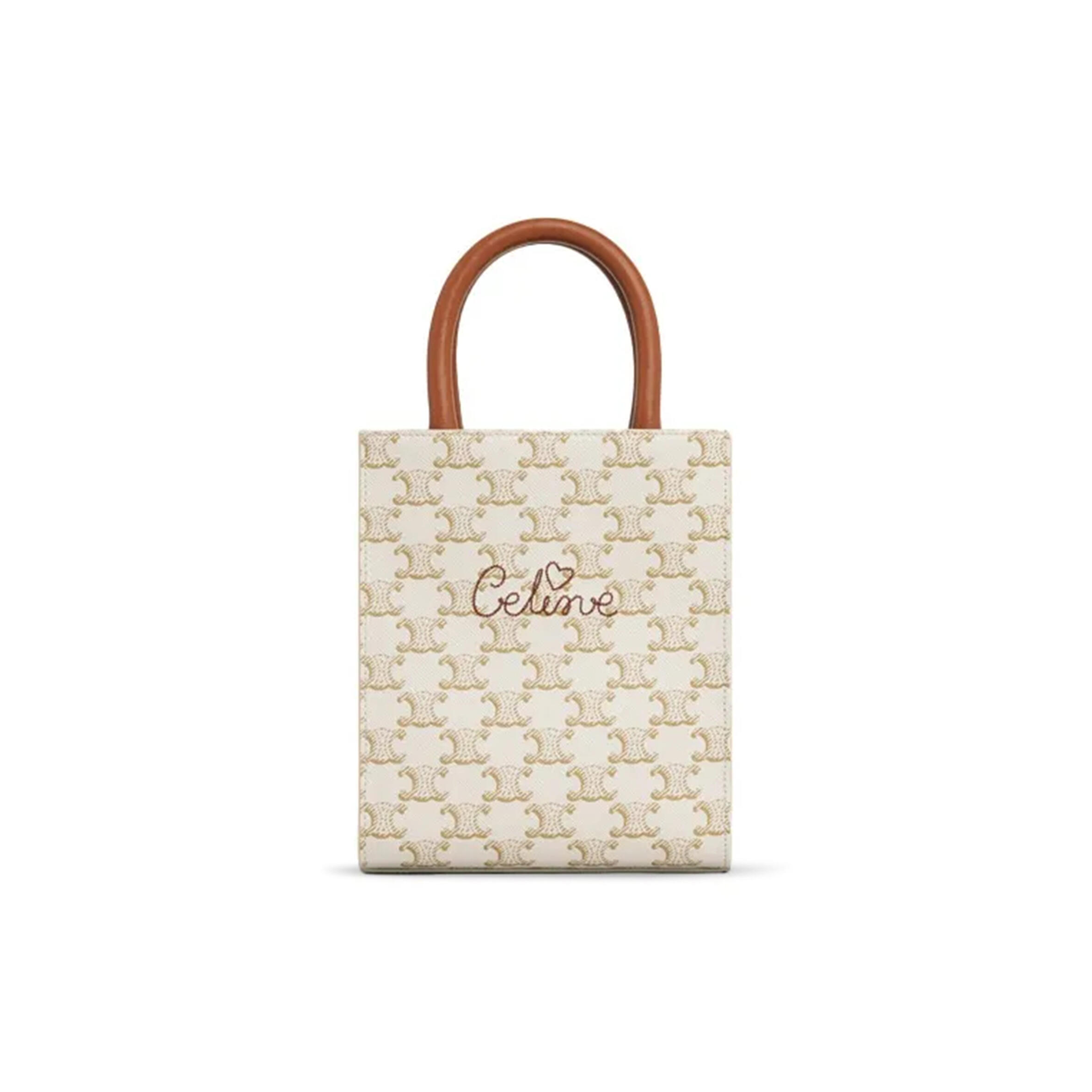 Ce1i*e MINI TOTE IN CABAS TRIOMPHE PRINTS AND LEATHER 194372CYB.01BC (21*17*4cm) Master Quality
