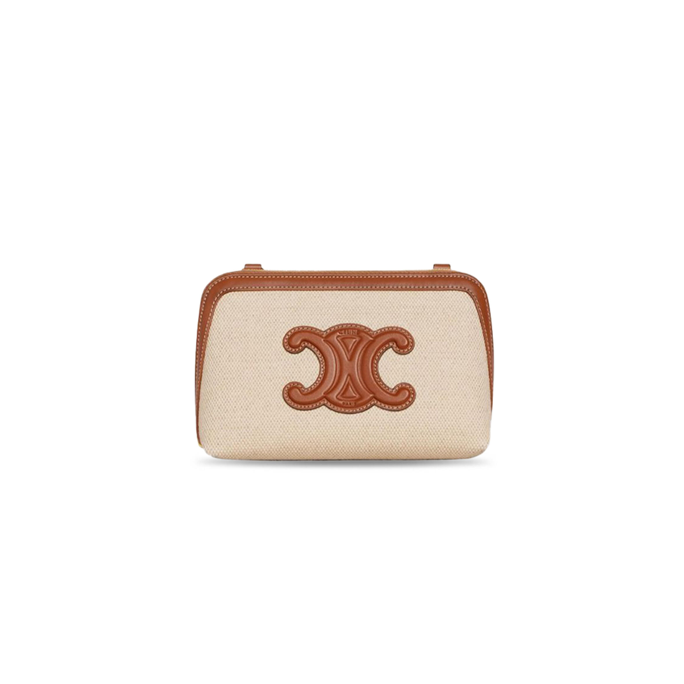 Ce1i*e CLUTCH ON CHAIN CUIR TRIOMPHE IN TEXTILE AND CALFSKIN 10E382DTL-02NT (16.5*11*8cm) Master Quality