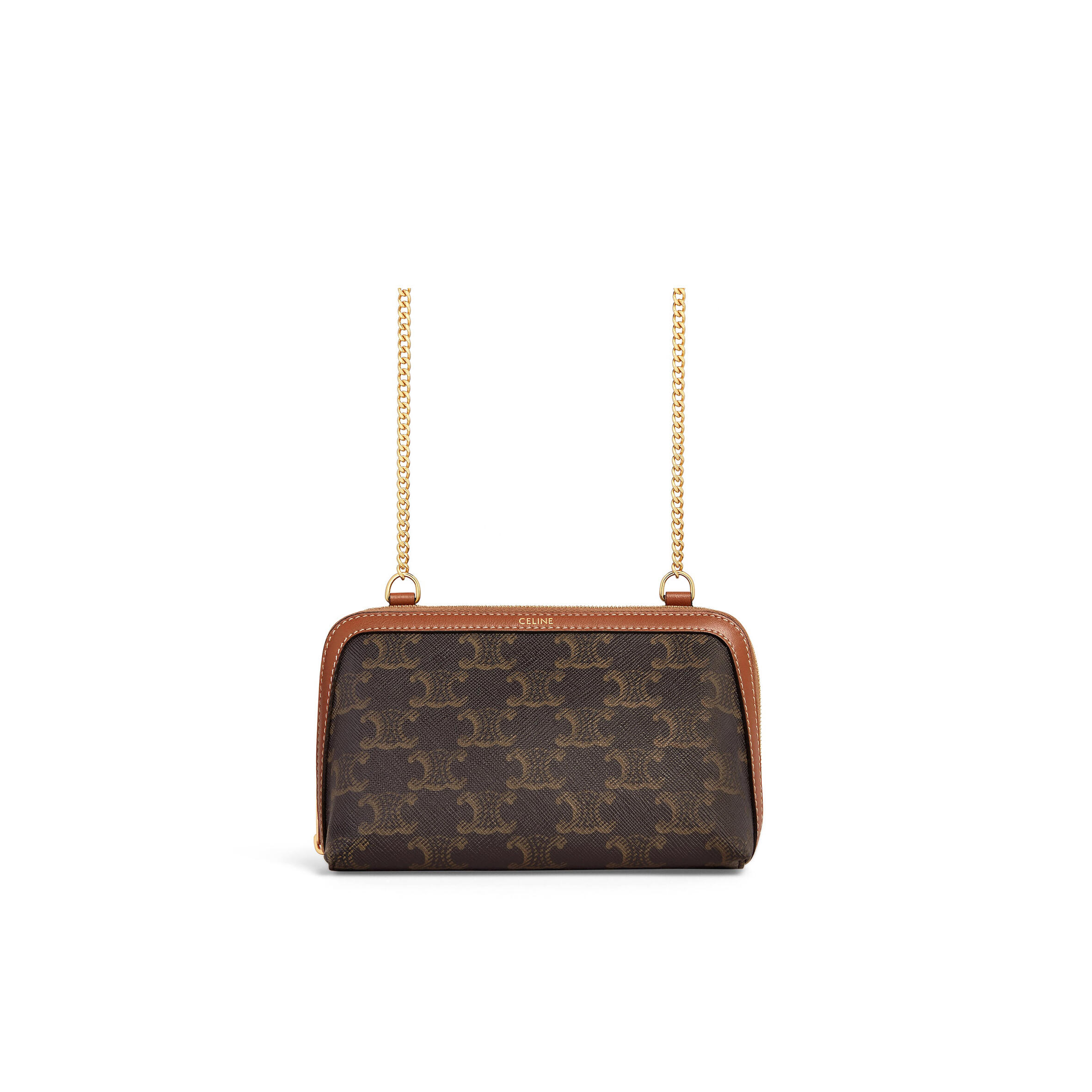 Ce1i*e CLUTCH ON CHAIN CUIR TRIOMPHE IN TRIOMPHE CANVAS AND LAMBSKIN 10E382CBX.04LU (16*11*8cm) Master Quality