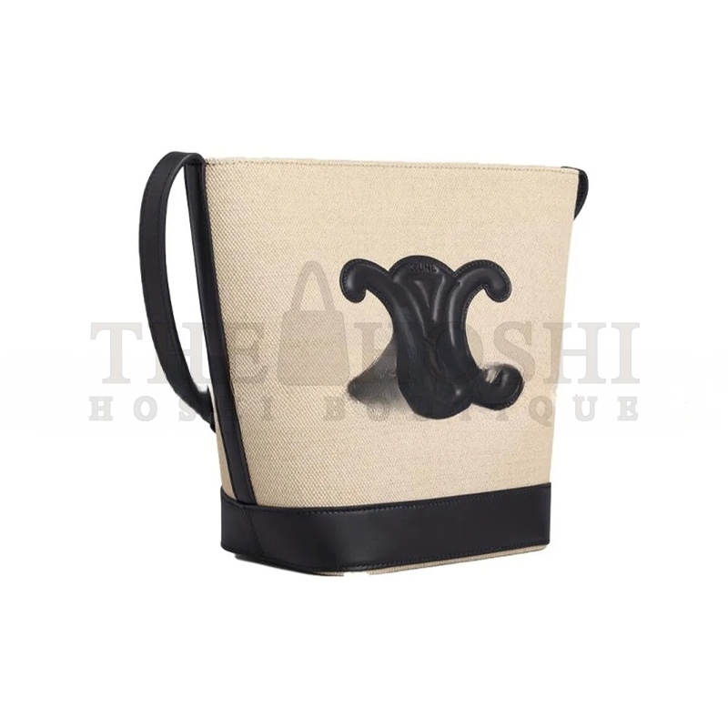 Ce1i*e SMALL BUCKET BAG IN CUIR TRIOMPHE CANVAS AND COWHIDE 198242DU7.01VK (30*22*13cm) Master Quality