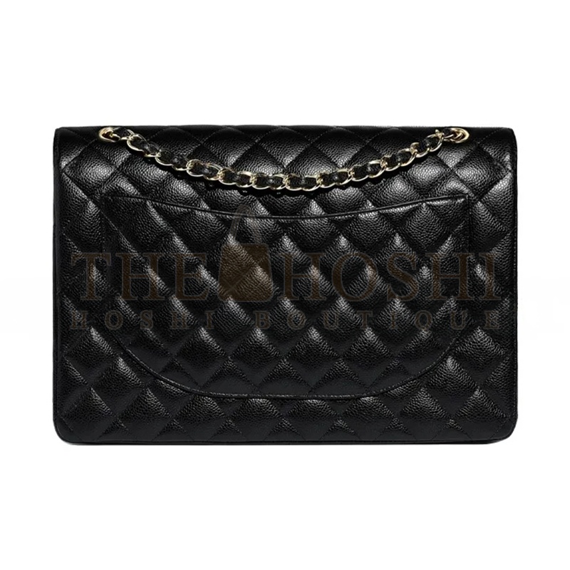 Ch**el CLASSIC FLAP GRAIN EMBOSSED BLACK A58601 Y01864 C3906 (33*23*10cm) Master Quality