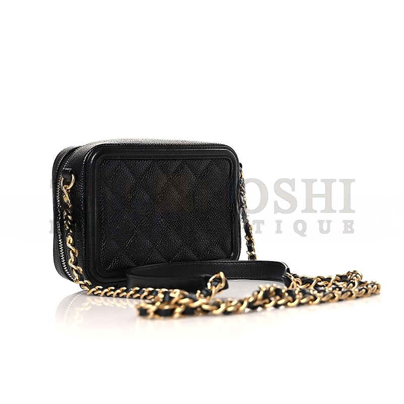 Ch**el CC FILIGREE VANITY CLUTCH WITH CHAIN BLACK A84452 (14*10*6cm) Master Quality