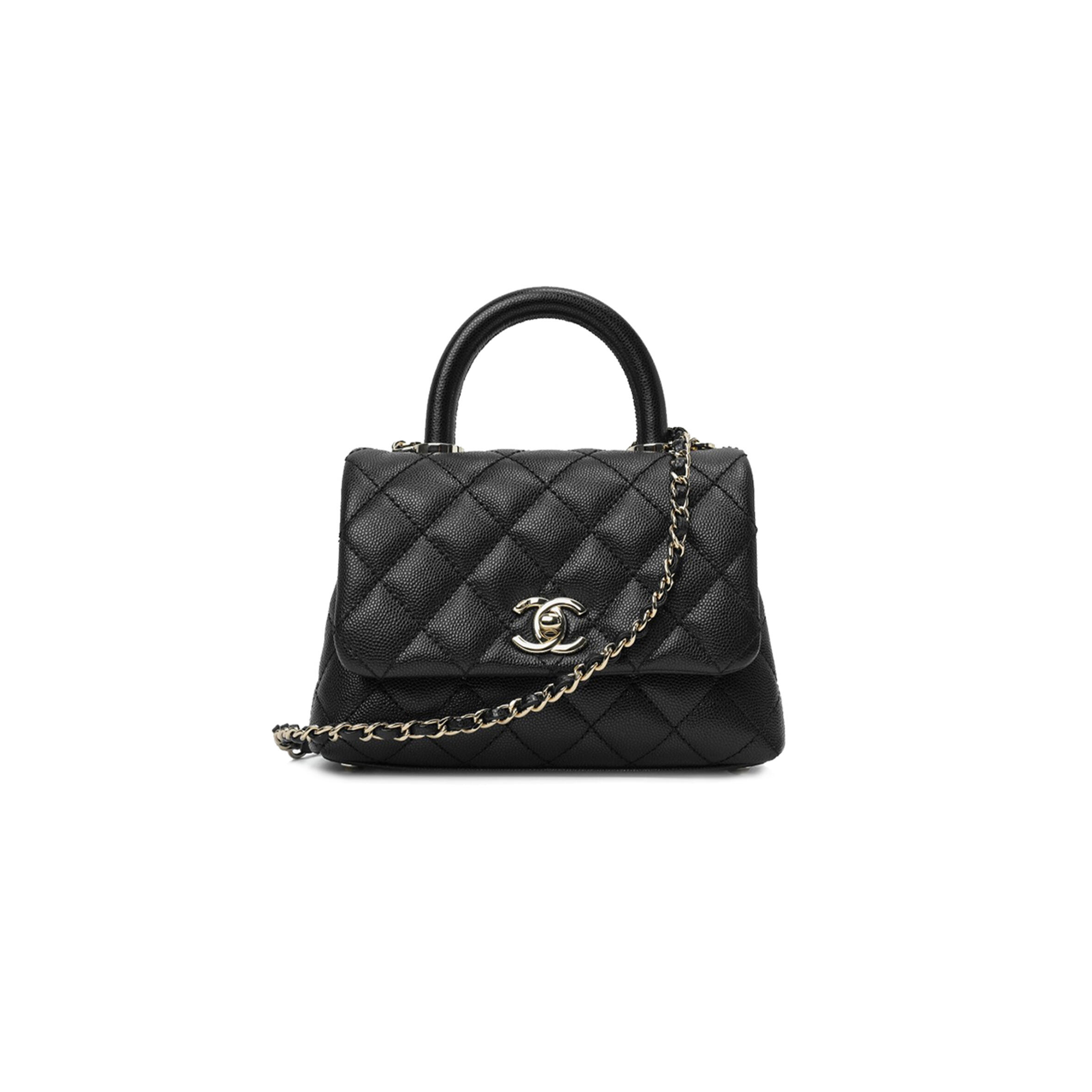 Ch**el MINI FLAP BAG WITH TOP HANDLE AS2215 B05061 94305 (19*13*9cm) Master Quality