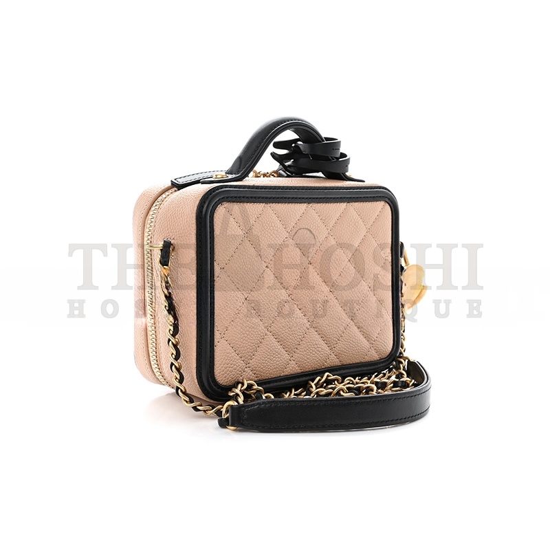 Ch**el CAVIAR QUILTED SMALL CC FILIGREE VANITY CASE 1369915 (16*12*7cm) Master Quality