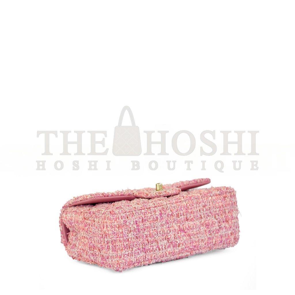 Ch**el TWEED QUILTED FLAP PINK GOLD HARDWARE (25.5*15.5*6.5cm) Master Quality