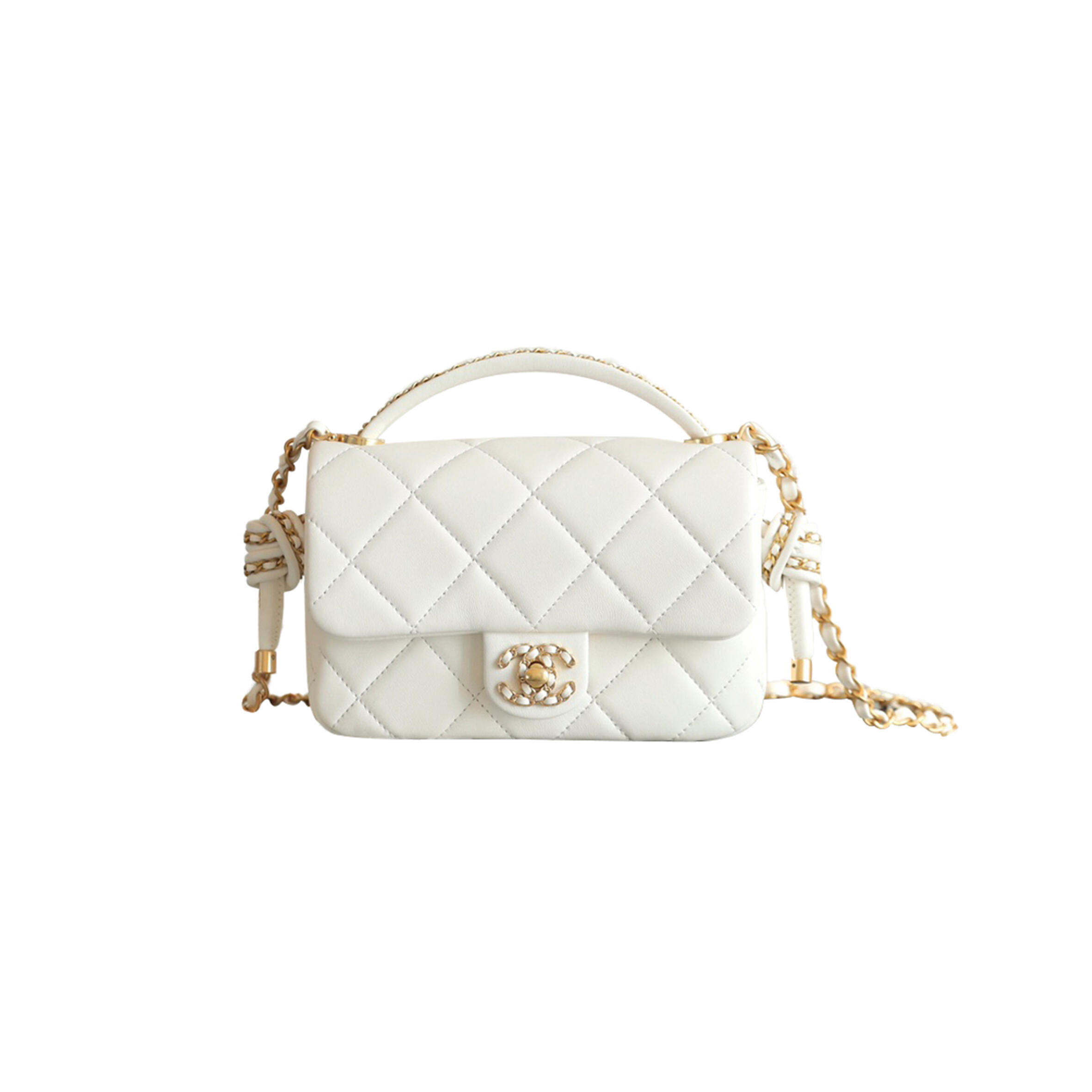 Ch**el FLAP BAG WITH TOP HANDLE AS5316 (18*12*6cm) Master Quality