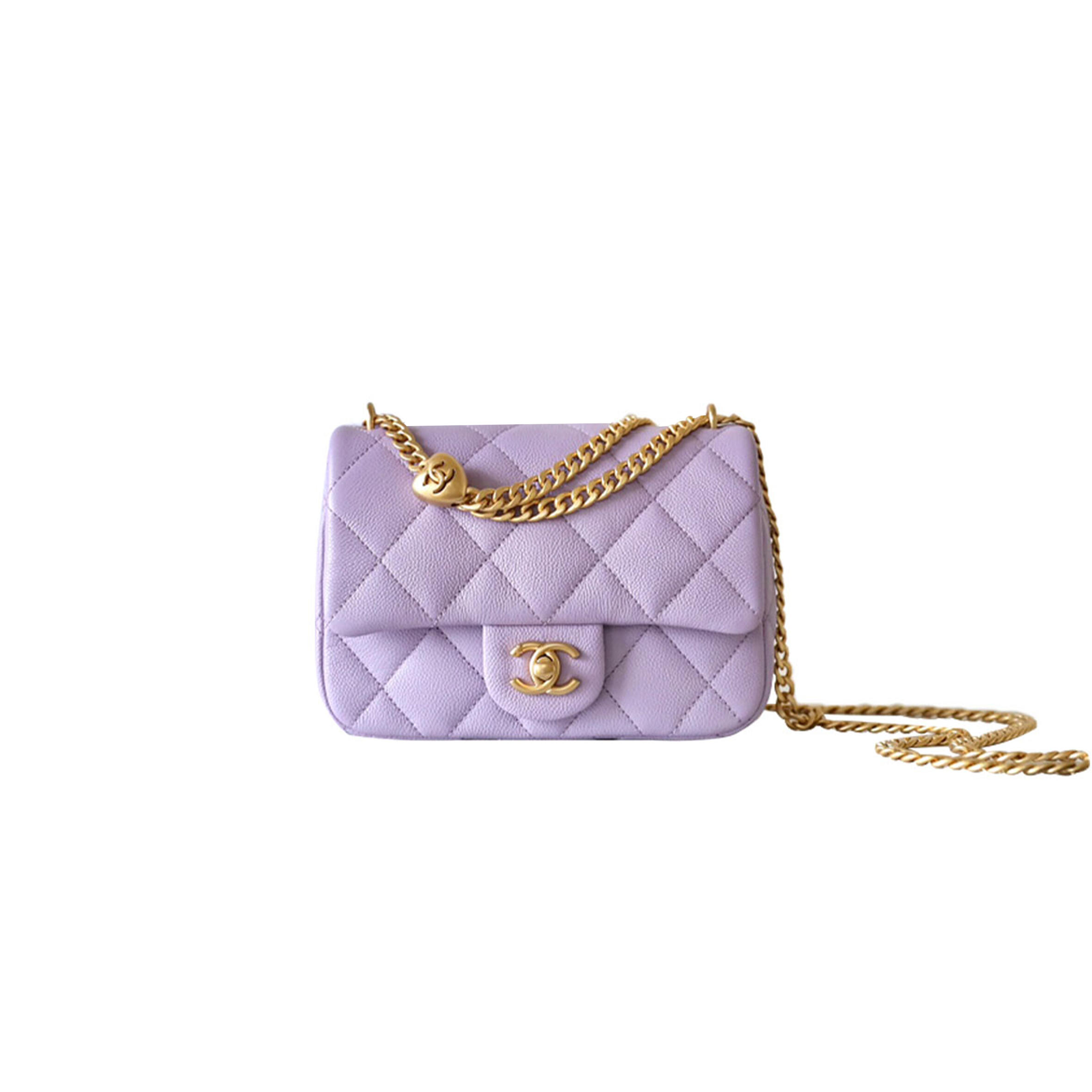 Ch**el HEART BUCKLE FLAP BAG (20*14*8cm) Master Quality