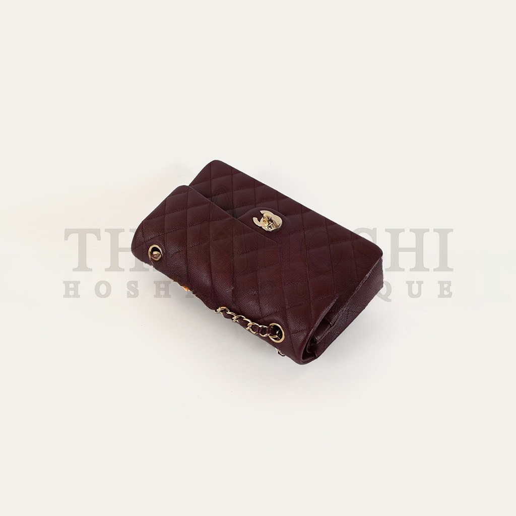 Ch**el MEDIUM FLAP BAG BURGUNDY (23*14.5*6cm) Master Quality