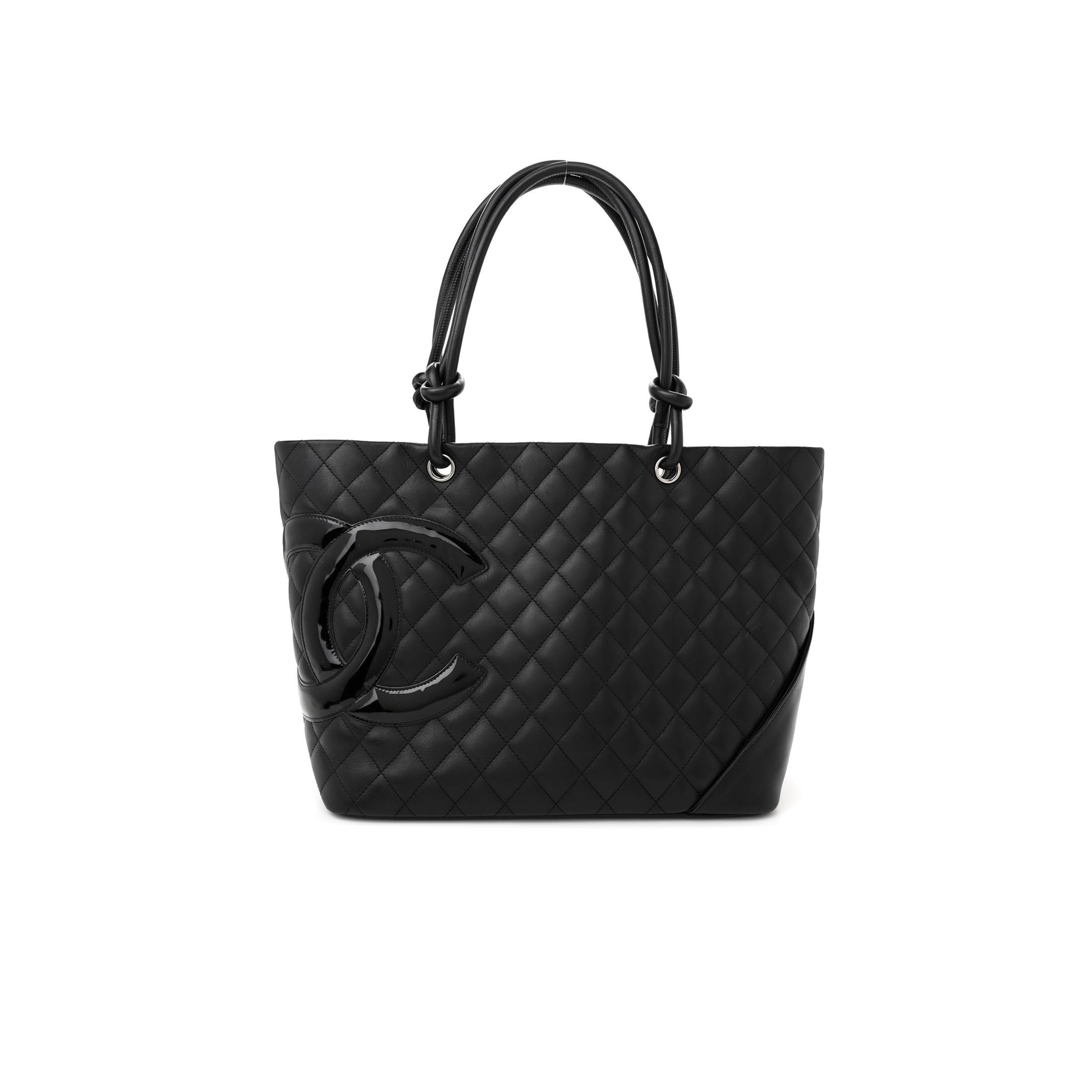 Ch**el CALFSKIN QUILTED LARGE CAMBON TOTE BLACK (30*25*15cm) Master Quality