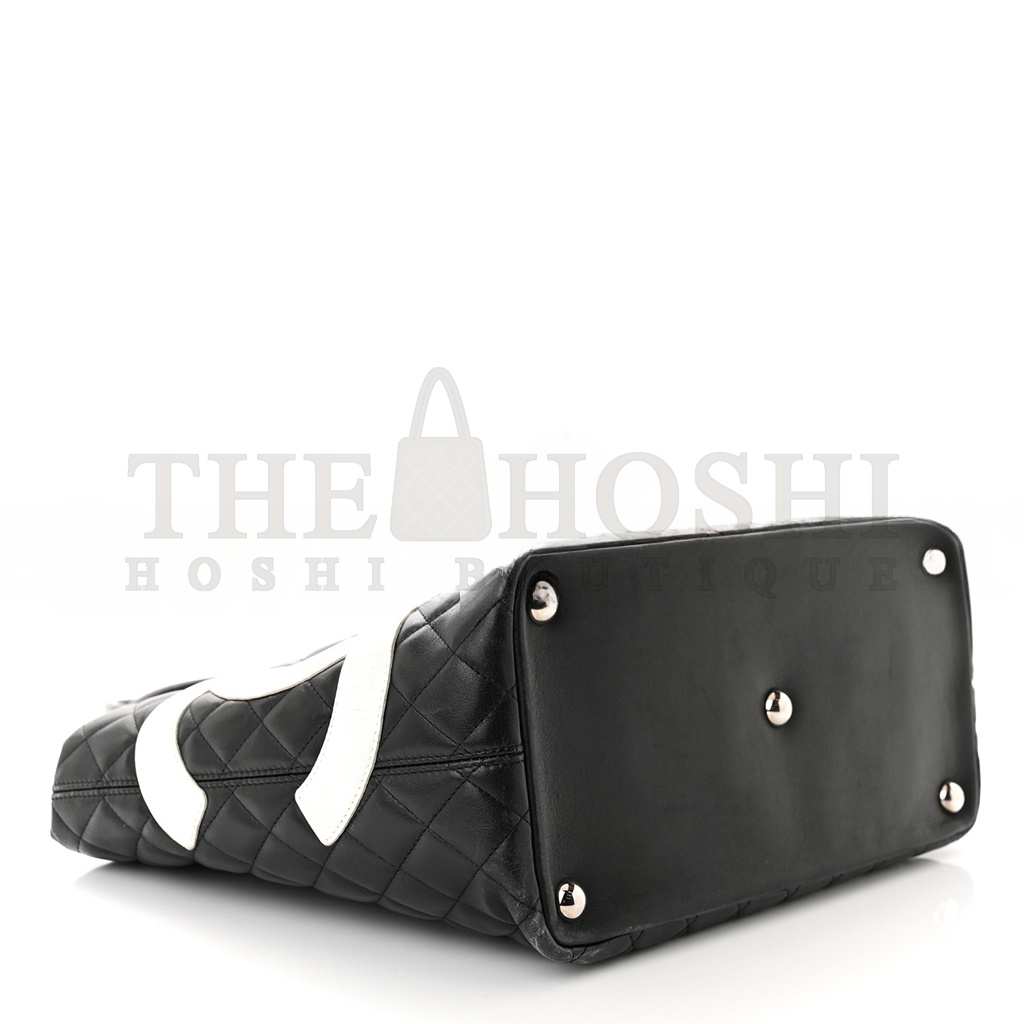 Ch**el CALFSKIN QUILTED LARGE CAMBON TOTE BLACK WHITE (30*25*15cm) Master Quality