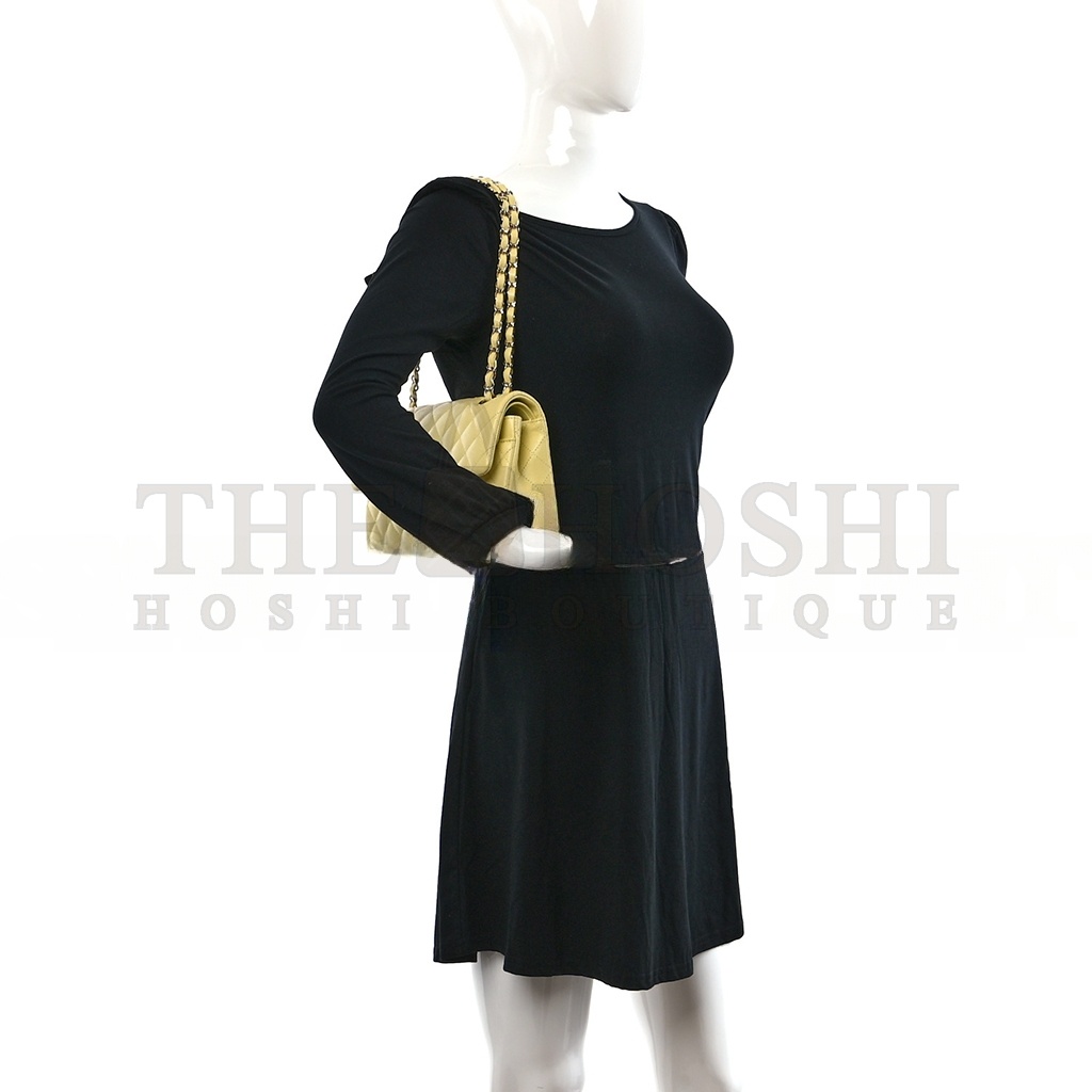 Ch**el CAVIAR QUILTED SMALL DOUBLE COVER YELLOW (23*14.5*6cm) Master Quality