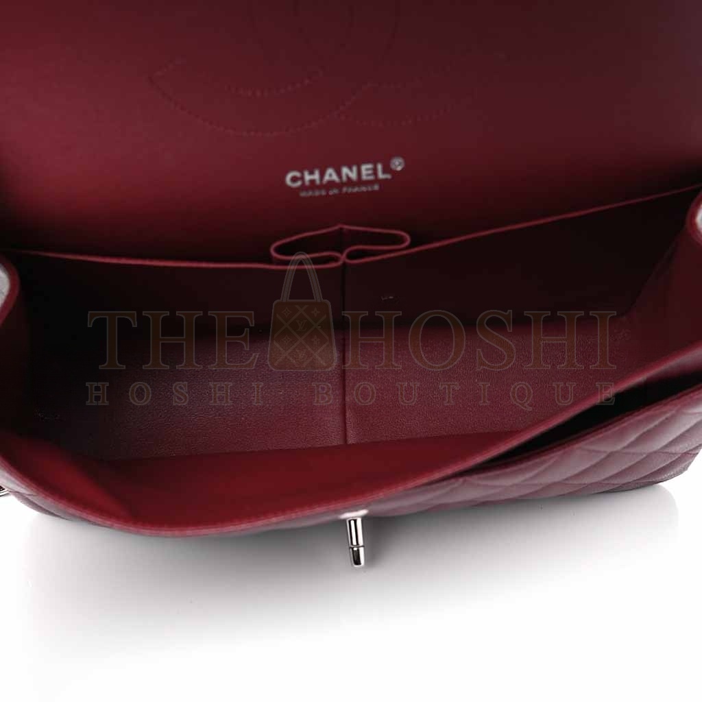 Ch**el MEDIUM CAVIAR QUILTED FLAP BURGUNDY (25.5*15.5*6.5cm) Master Quality
