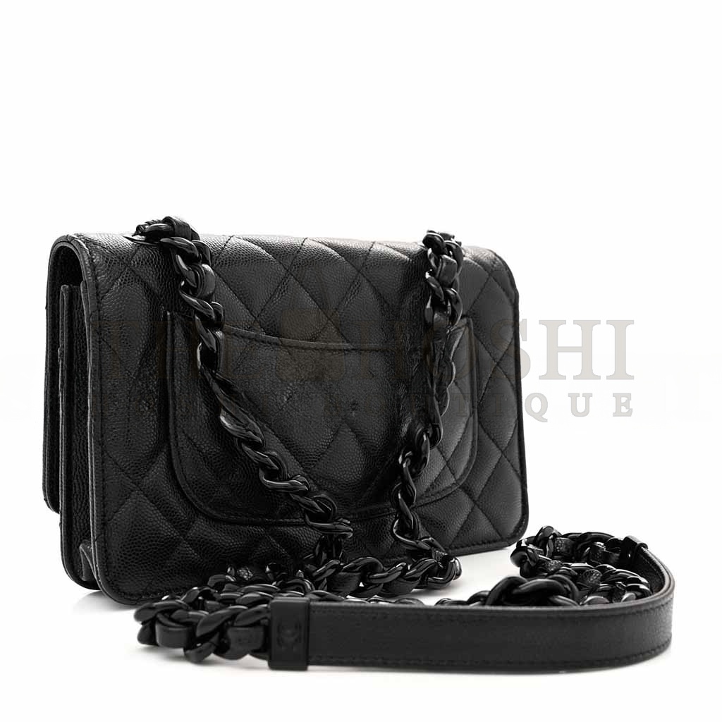 Ch**el CAVIAR QUILTED MY EVERYTHING WALLET ON CHAIN WOC BLACK A81059 (19*12*4cm) Master Quality