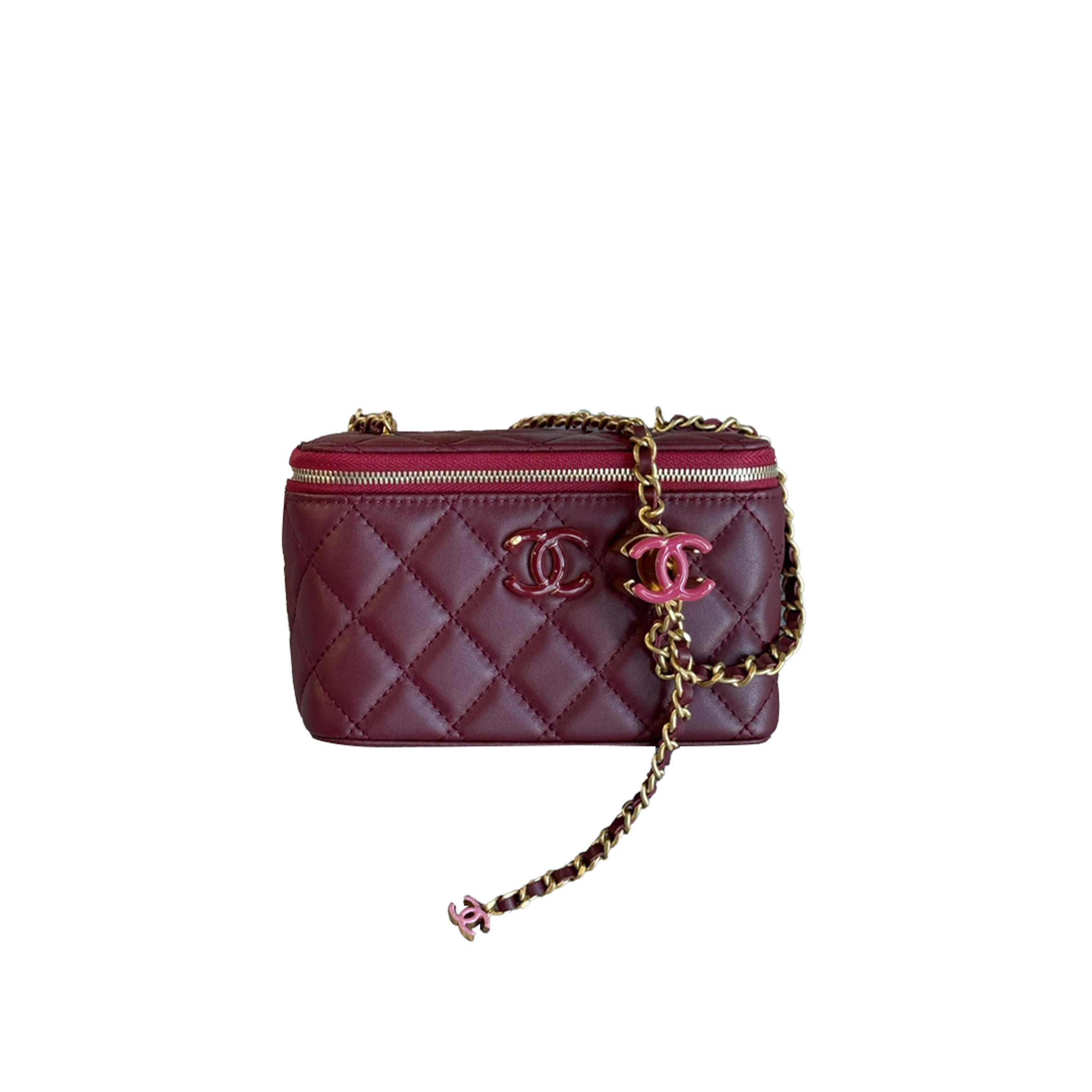 Ch**el DOUBLE C COSMETIC BAG AP3940 (17*9.5*8cm) Master Quality