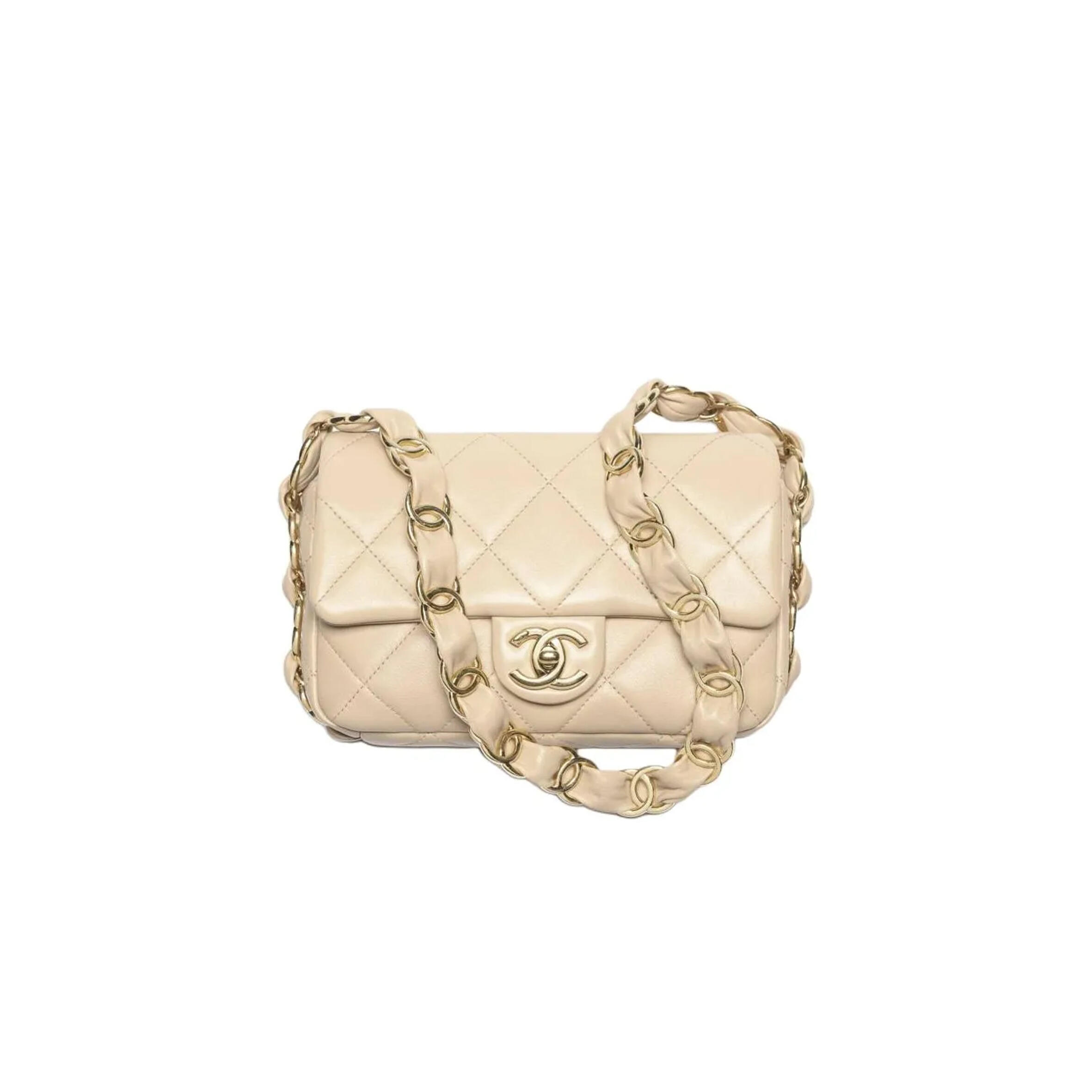 Ch**el DOUBLE C THICK CHAIN FLAP UNDERARM BAG AS5174 (21*13*7cm) Master Quality