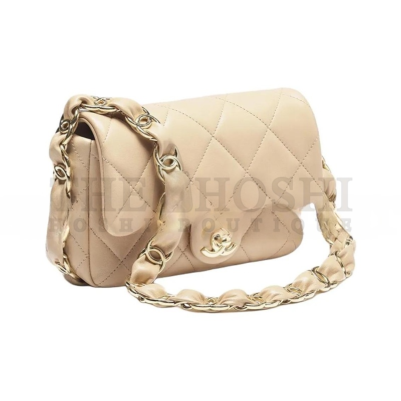 Ch**el DOUBLE C THICK CHAIN FLAP UNDERARM BAG AS5174 (21*13*7cm) Master Quality