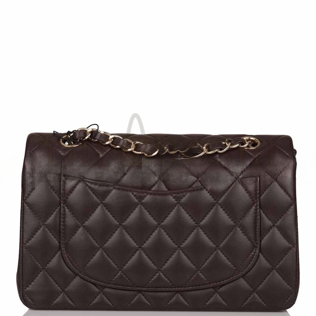 Ch**el MASTER CLASSIC DOUBLE FLAP BAG DARK BROWN LAMBSKIN LIGHT GOLD HARDWARE AS1117 (23*14.5*6cm) Master Quality
