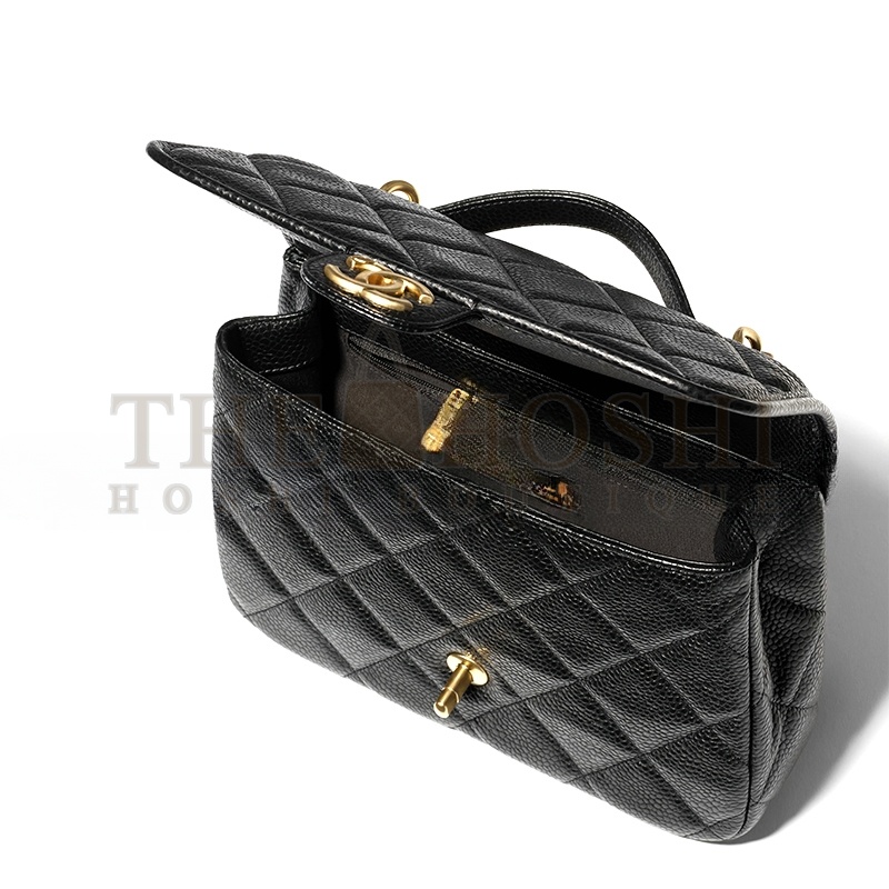 Ch**el GRAINED SHINY CALFSKIN &amp; GOLD-TONE METAL BACKPACK AS5347 (24*18*6cm) Master Quality