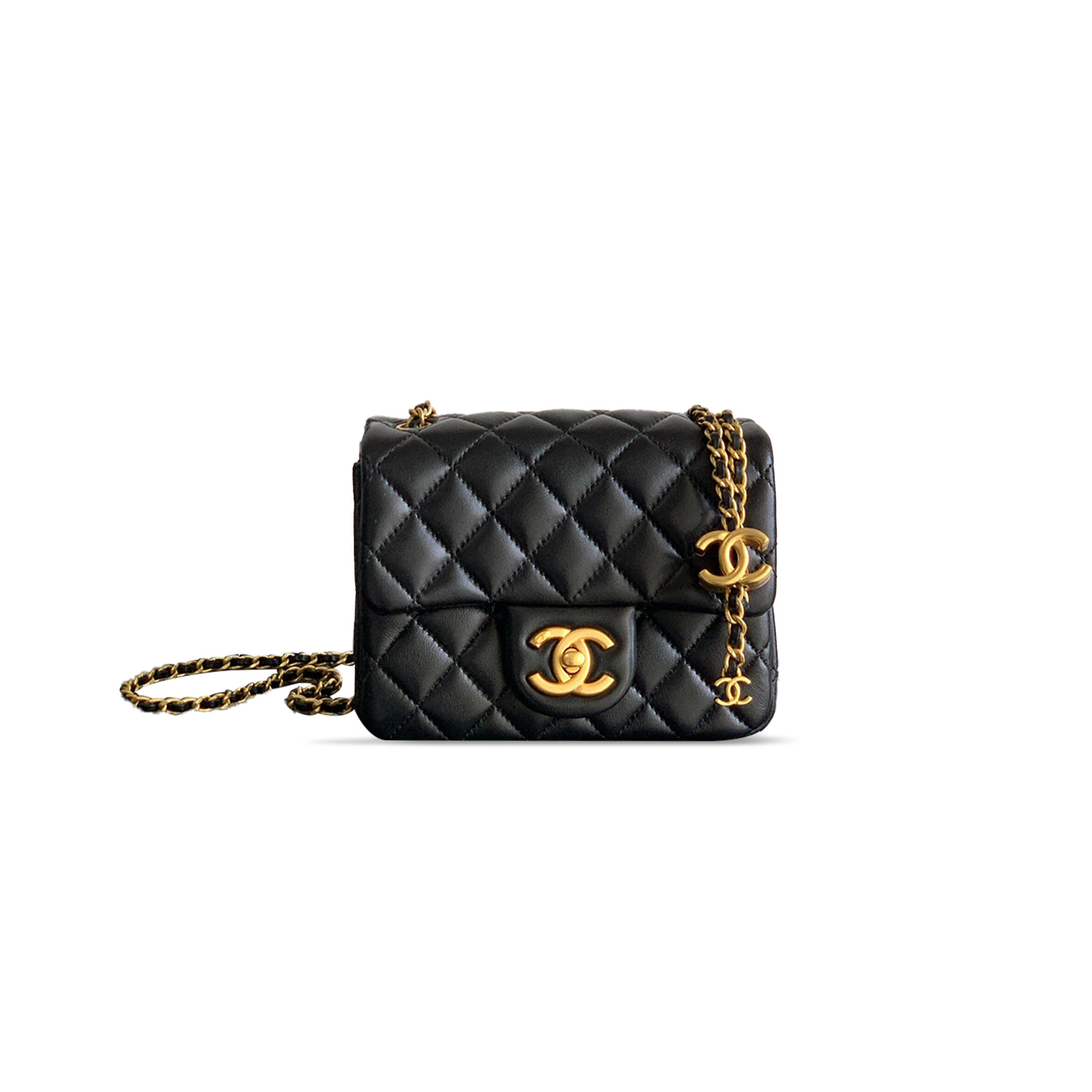 Ch**el FLAP BAG SHINY LANBSKIN IN BLACK 255229 (18*13.5*7cm) Master Quality