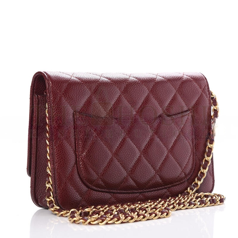Ch**el CLASSIC WALLET ON CHAIN GRAINED SHINY CALFSKIN AP4241 (19.5*12*4cm) Master Quality