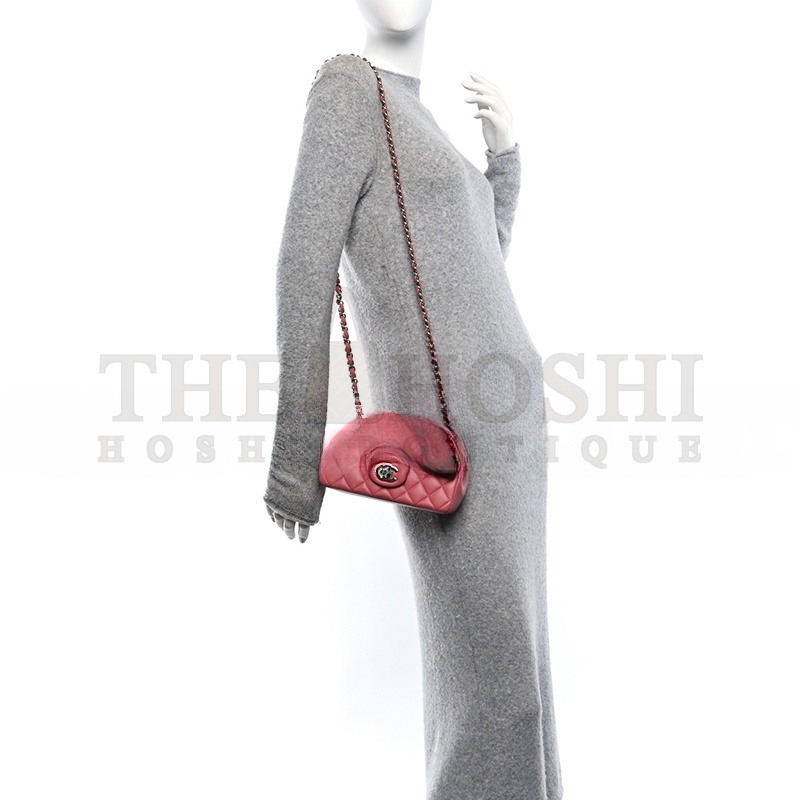 Ch**el LAMBSKIN QUILTED MINI RECTANGULAR FLAP PINK  A01116 (20*13*6cm) Master Quality