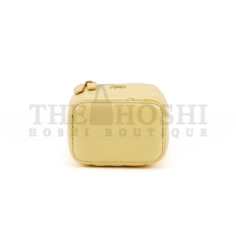 Ch**el MINI PEARL CRUSH VANITY CASE WITH CHAIN YELLOW 110267 (11*8.5*7cm) Master Quality