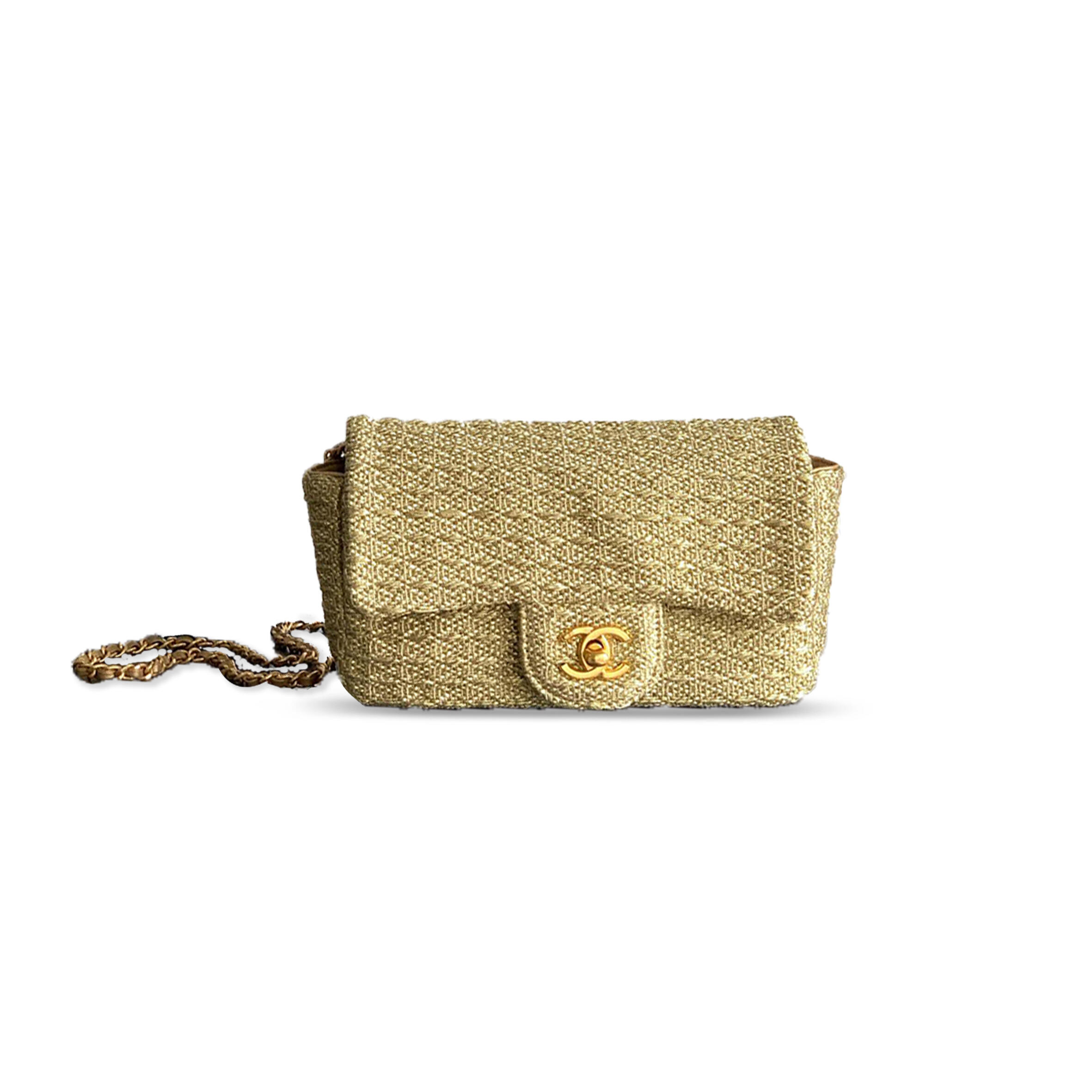 Ch**el CLASSIC FLAP BAG BRAIDED LUREX &amp; SILVER-TONE METAL AS5279 (20.5*12.5*6cm) Master Quality