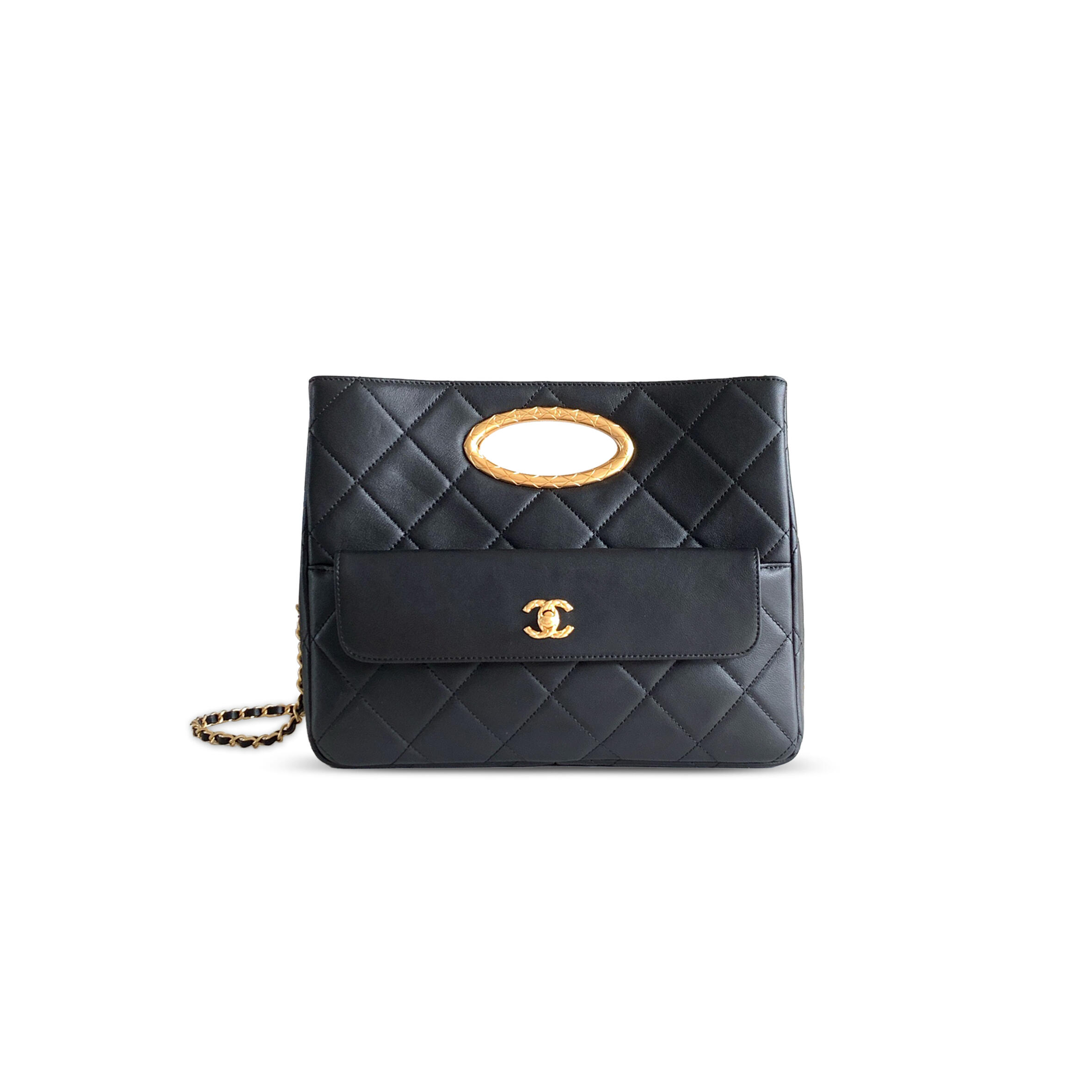 Ch**el CHAIN SHOULDER CC LOGO POCKET CLUTCH AS5036 (34*24*8cm) Master Quality