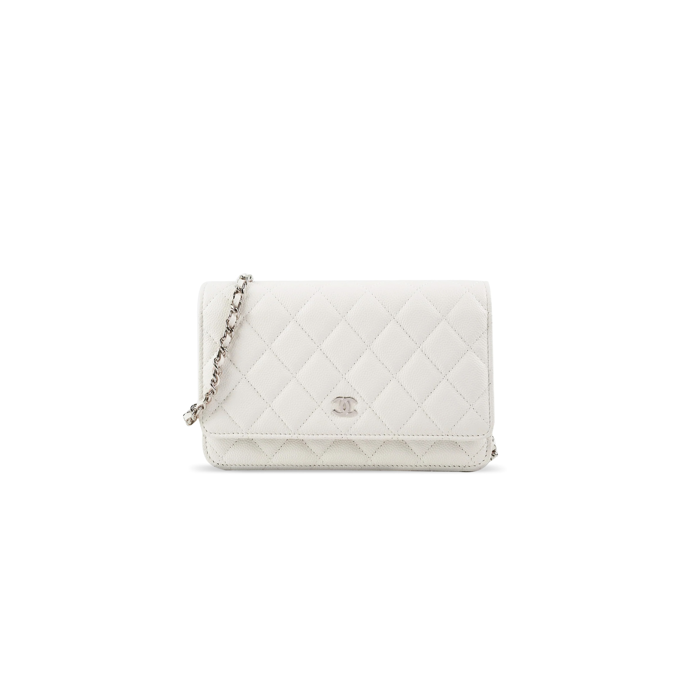 Ch**el CAVIAR QUILTED WALLET ON CHAIN WOC WHITE AP0250(19*13*3cm) Master Quality