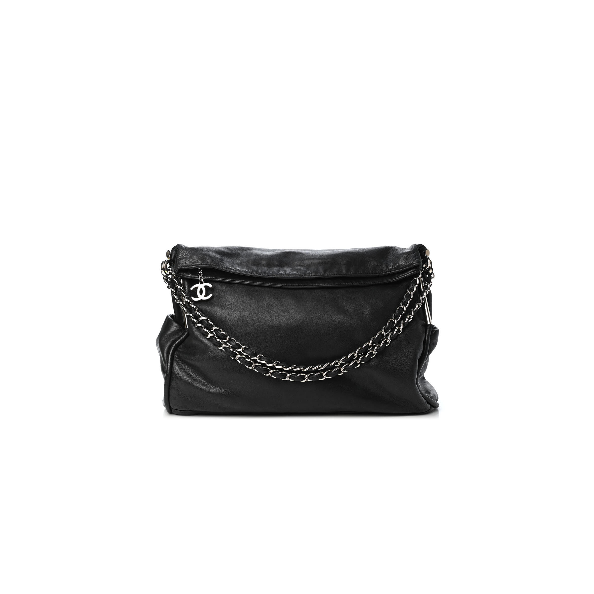 Ch**el LARGE SOFT LAMBSKIN HOBO CHAIN FOLDING BAG BLACK 496532 (38*33*17cm) Master Quality