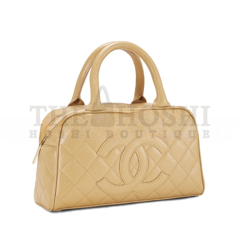 Ch**el BEIGE QUILTED CAVIAR BOWLER SMALL 71302 (25*15*7cm) Master Quality