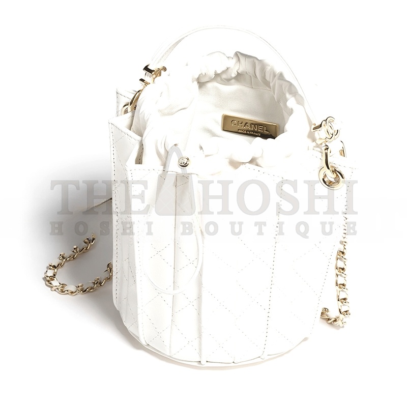 Ch**el MINI BUCKET BAG LAMBSKIN WHITE AS5486 (15.2*14*14cm) Master Quality