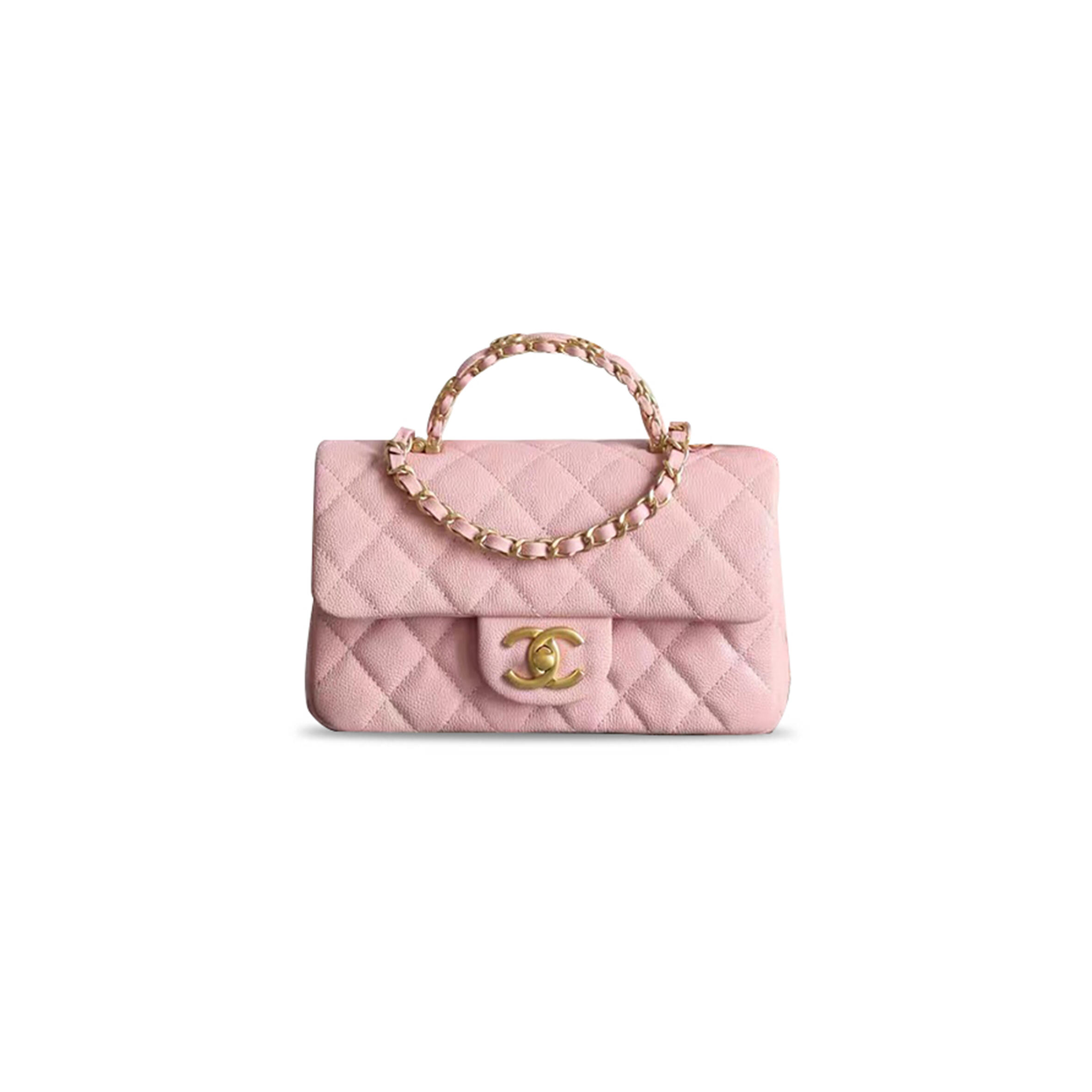 Ch**el CAVIAR QUILTED MINI FLAP LIGHT PINK  (19.5*12*6.5cm) Master Quality