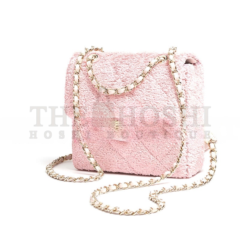 Ch**el BACKPACK QUILTED SEQUINS &amp; GOLD-TONE METAL PINK AS5711 (21*17*7cm) Master Quality