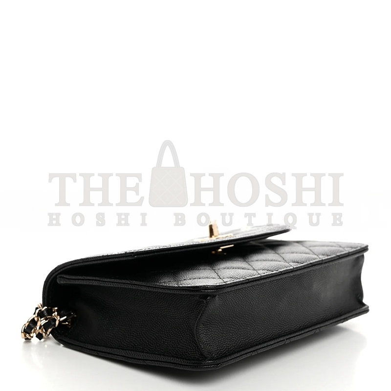Ch**el CAVIAR QUILTED TRENDY HANDLE CLUTCH WITH CHAIN BLACK (18*14*4cm) Master Quality