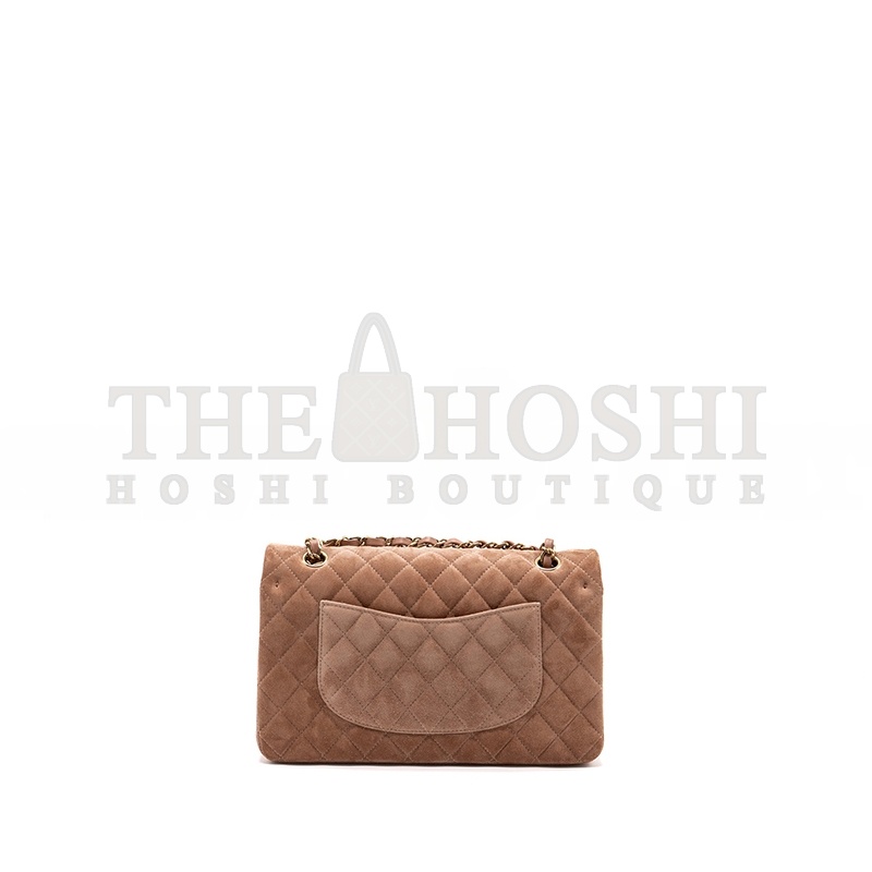 Ch**el MEDIUM CLASSIC DOUBLE FLAP BAG SUEDE LEATHER LIGHT BROWN LGHW (25*16*6cm) Master Quality
