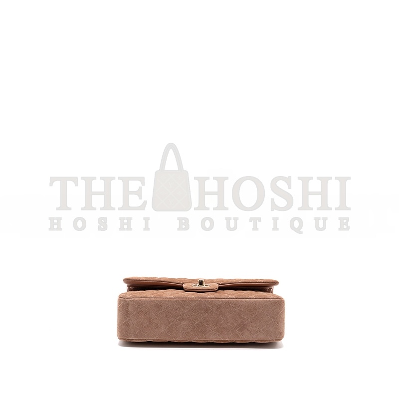 Ch**el MEDIUM CLASSIC DOUBLE FLAP BAG SUEDE LEATHER LIGHT BROWN LGHW (25*16*6cm) Master Quality