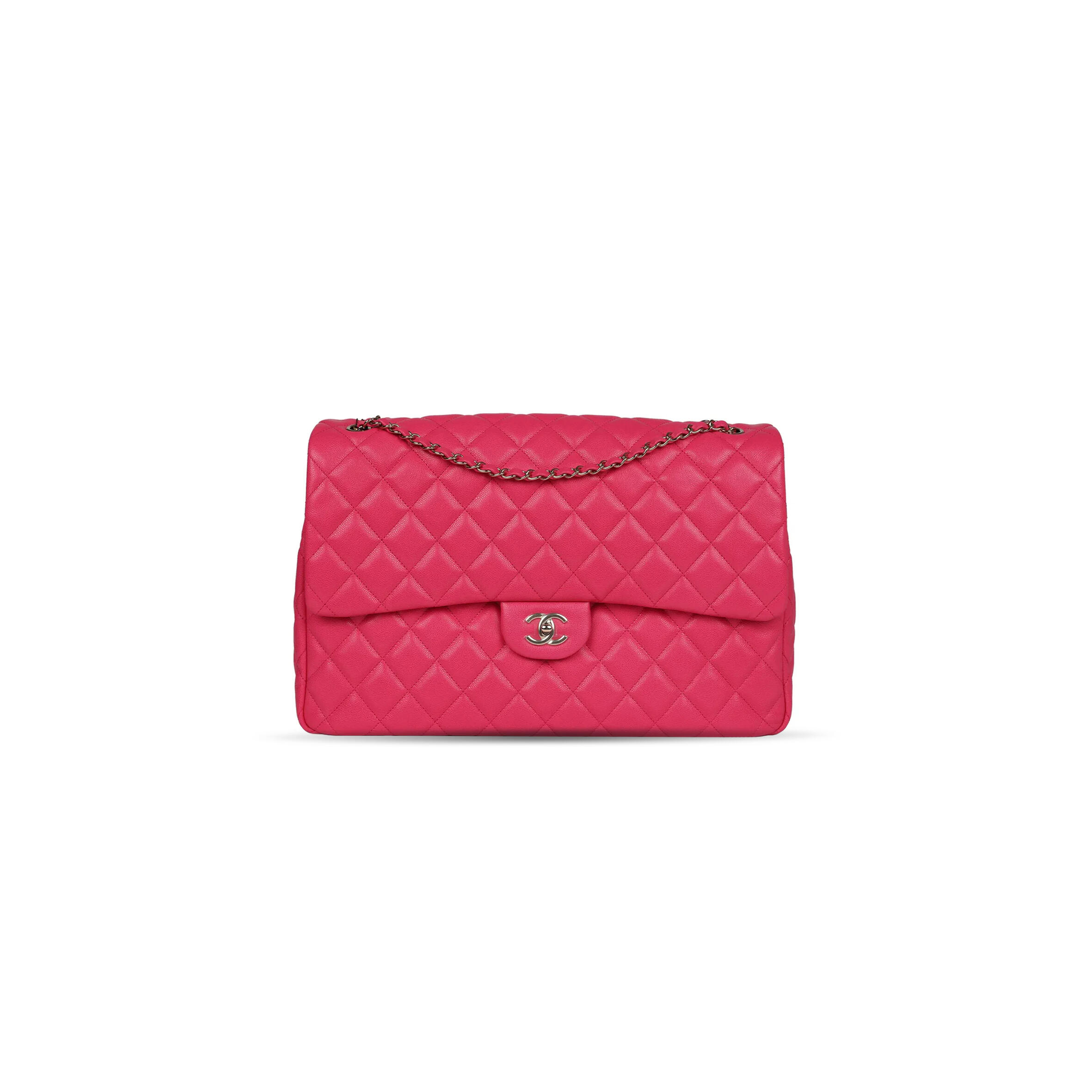 Ch**el XXL FLAP BAG FUCHSIA SHINY CAVIAR LIGHT GOLD HARDWARE BAG (41*28*11cm) Master Quality