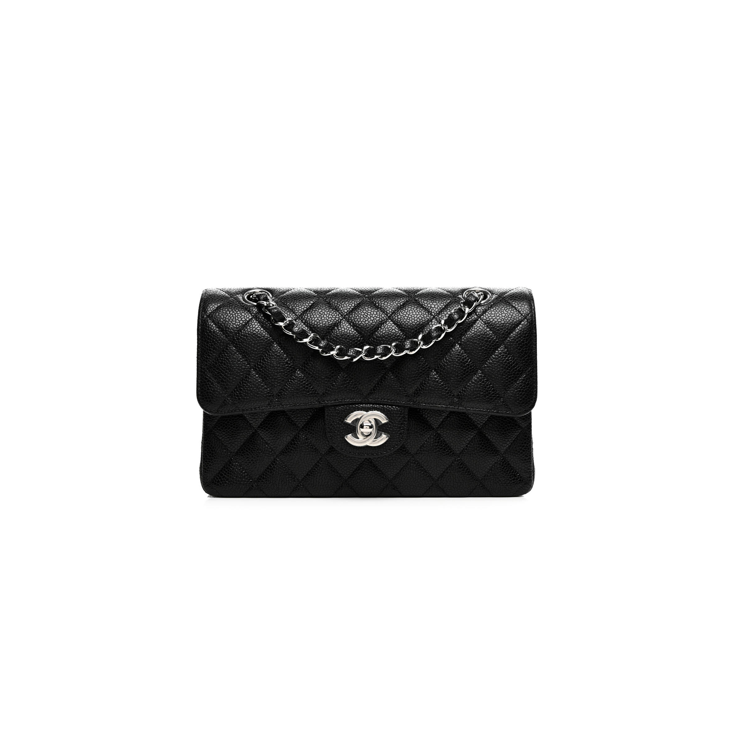 Ch**el SMALL DOUBLE FLAP BLACK 1577537 (23*14*6cm) Master Quality