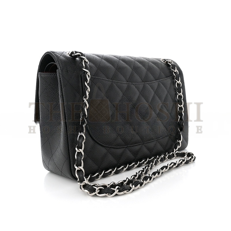 Ch**el CAVIAR QUILTED JUMBO DOUBLE FLAP BLACK 1633607 (30*20*9cm) Master Quality