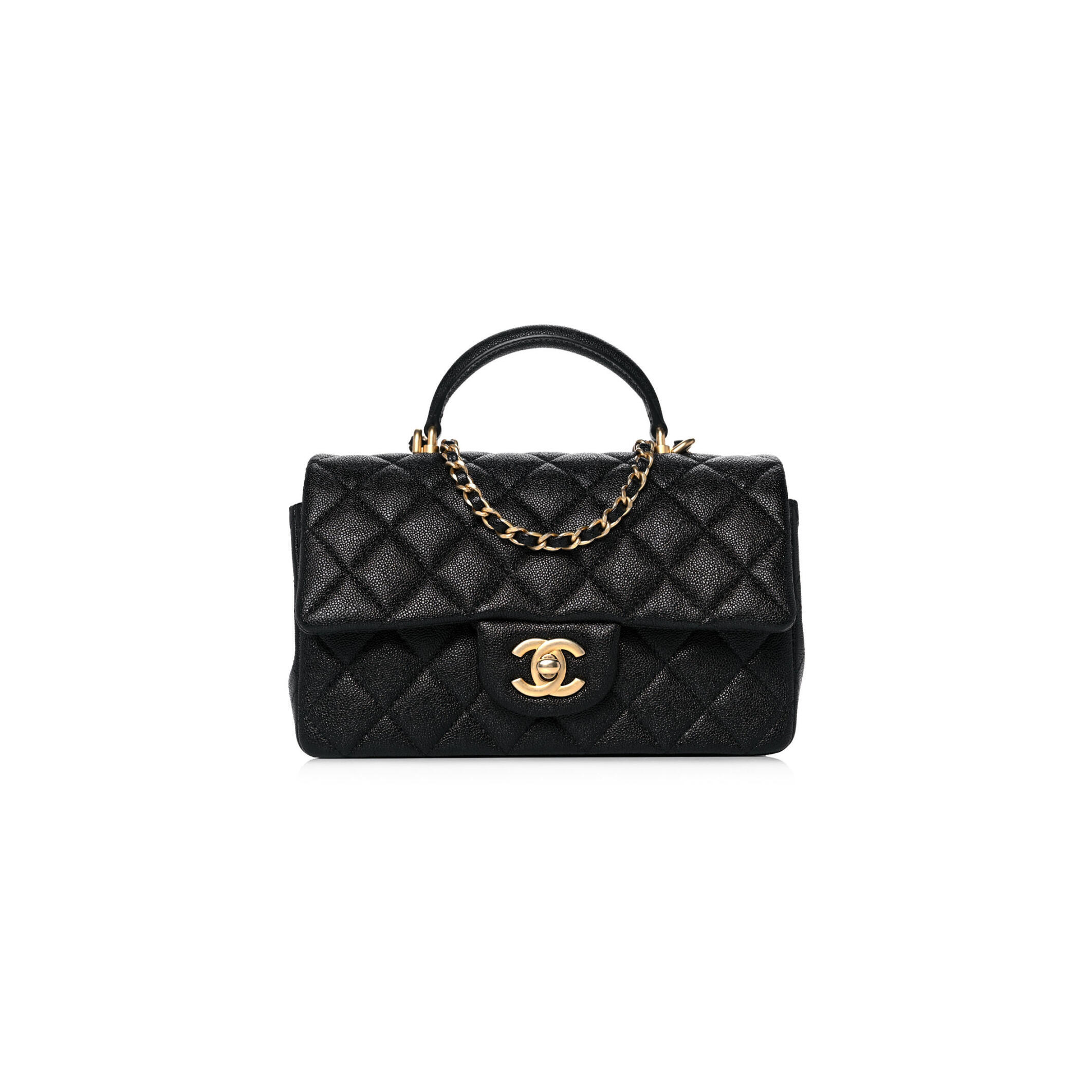 Ch**el CAVIAR QUILTED MINI TOP HANDLE FLAP 1104674 (20*12*7cm) Master Quality