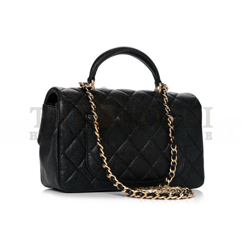 Ch**el CAVIAR QUILTED MINI TOP HANDLE FLAP 1104674 (20*12*7cm) Master Quality