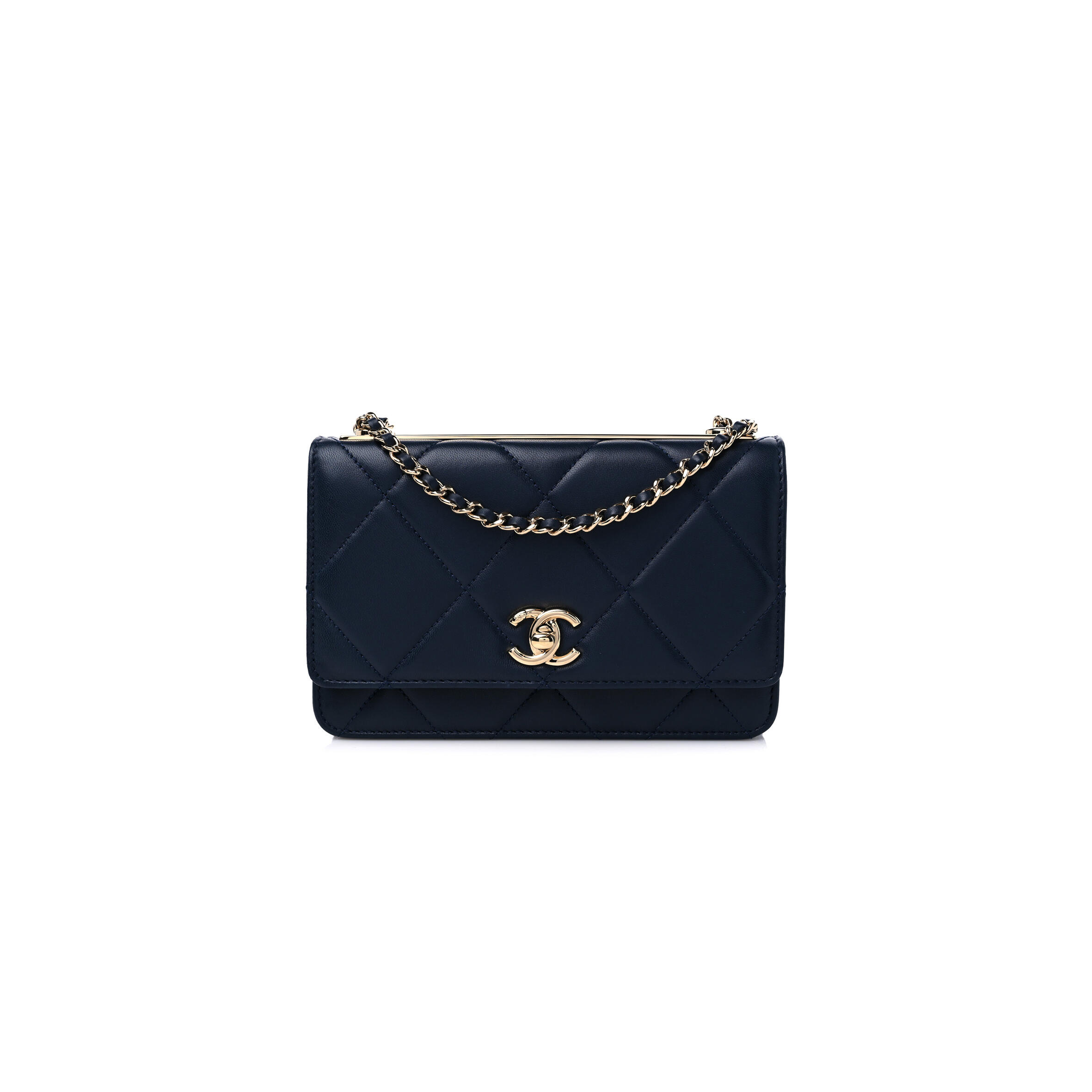 Ch**el TRENDY CC WALLET ON CHAIN WOC NAVY 1291612 (19*12*3cm) Master Quality