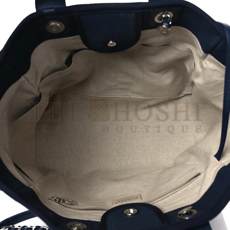 Ch**el MIXED FIBERS CALFSKIN MEDIUM DEAUVILLE TOTE NAVY BLUE 1142532 (39*29*20cm) Master Quality