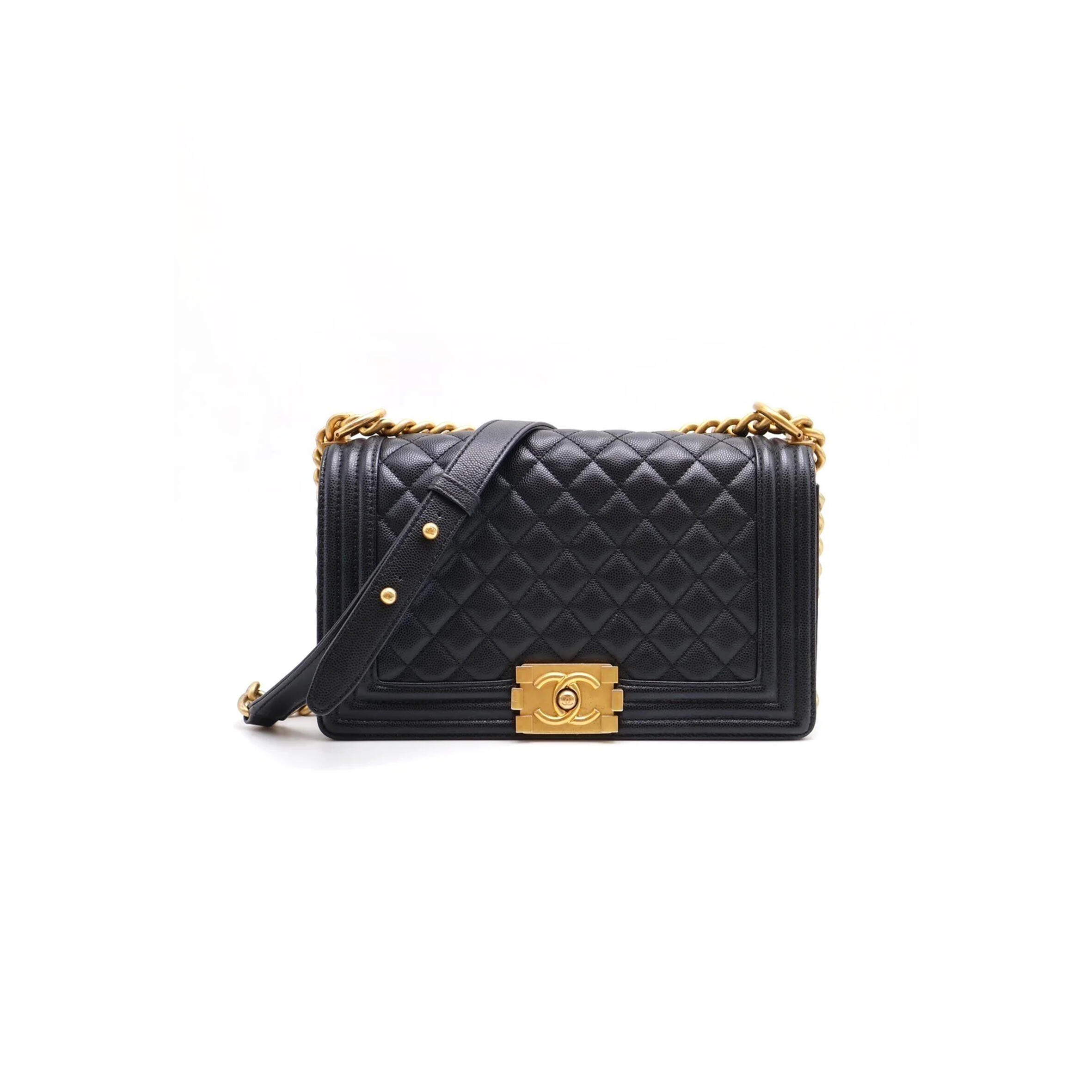 Ch**el CAVIAR MEDIUM QUILTED BOY BLACK A67086 B08358 94305 (25*15*8cm) Master Quality