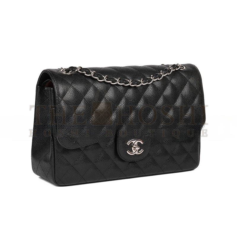 Ch**el CAVIAR QUILTED JUMBO CLASSIC DOUBLE FLAP BAG 1714520 (30*20*10cm) Master Quality