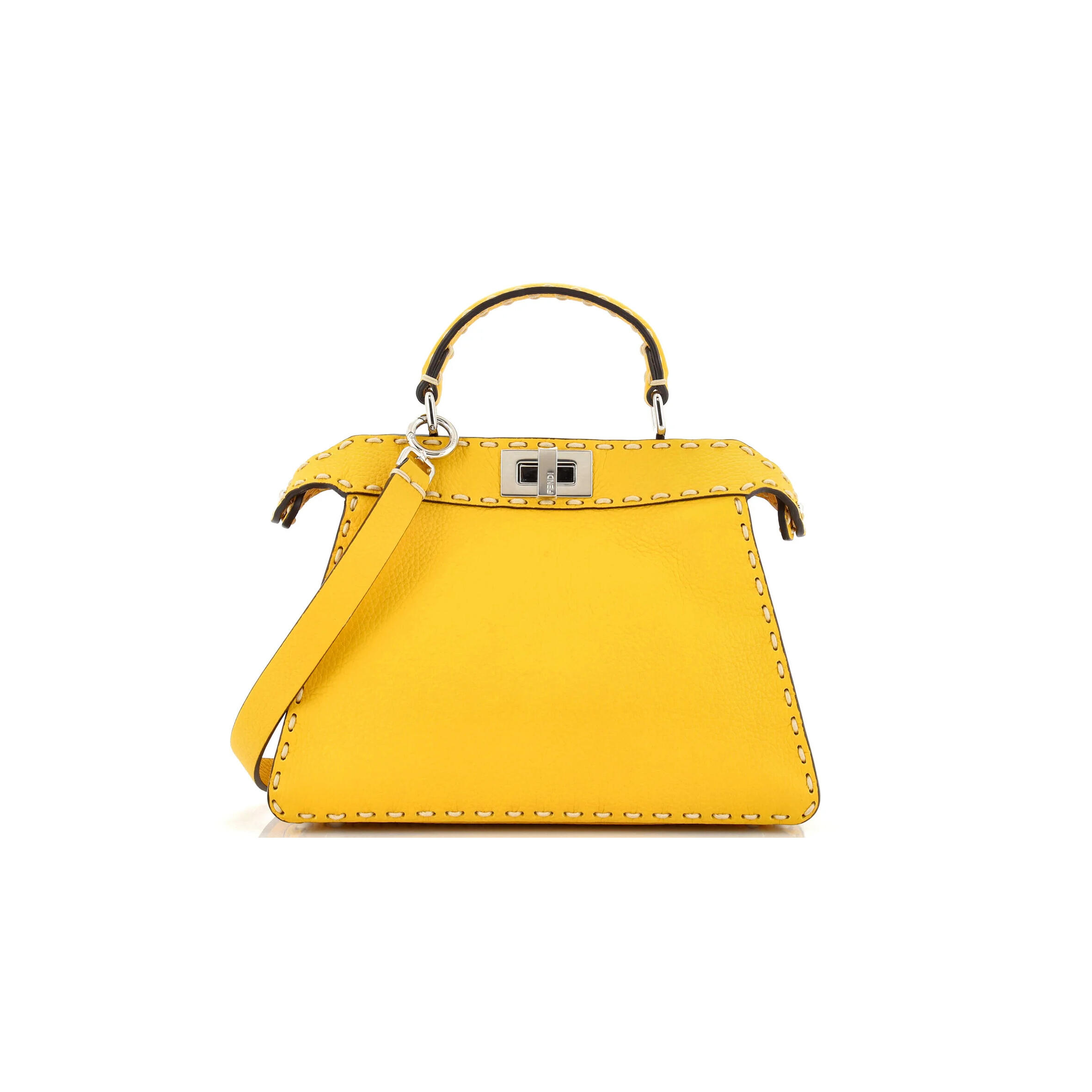 F**di SELLERIA PEEKABOO ISEEU BAG LEATHER YELLOW  (27*20*11cm) Master Quality