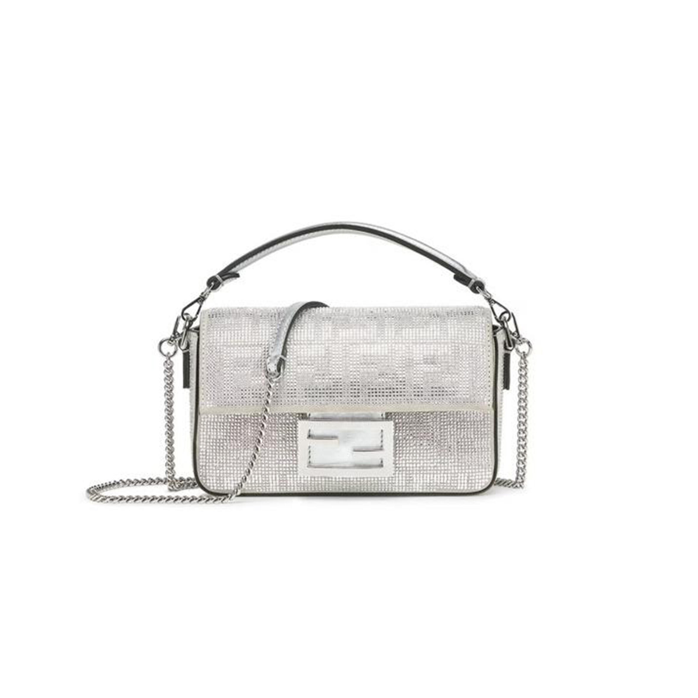 F**di MINI BAGUETTE CRYSTAL ARGENTO (20*13*5cm) Master Quality